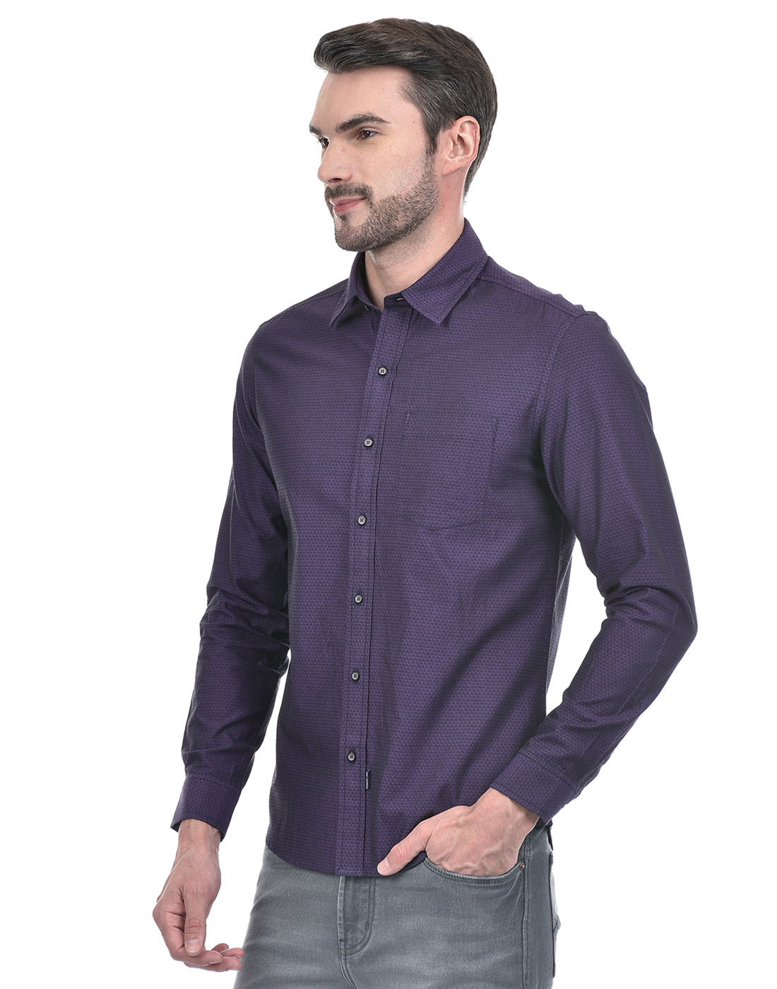 Numero Uno Men Abstract Purple Shirt